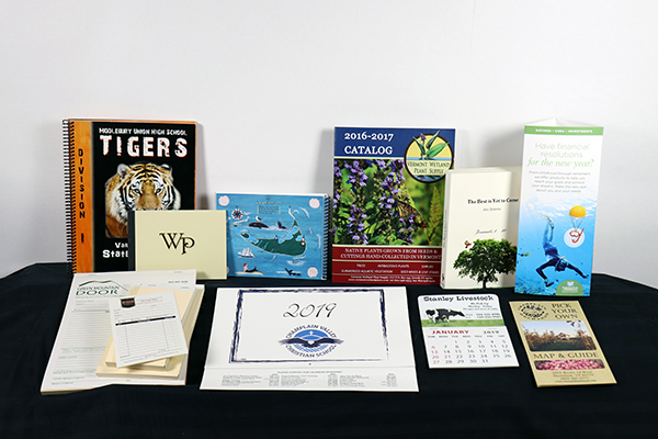 products printed at Eagle Eye Printing calendar brochure book catalog invoice table top display